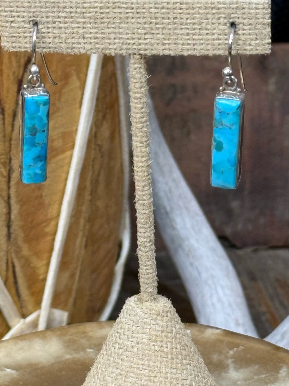 Kingman Turquoise- Sterling Silver Dangle Earrings